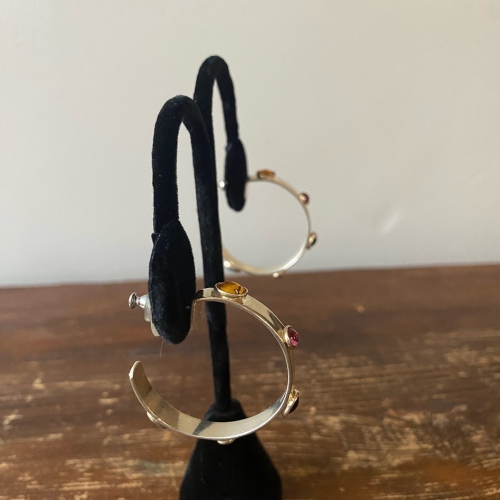 Sterling Silver Hoops with semiprecious stones - Picture 9 of 10
